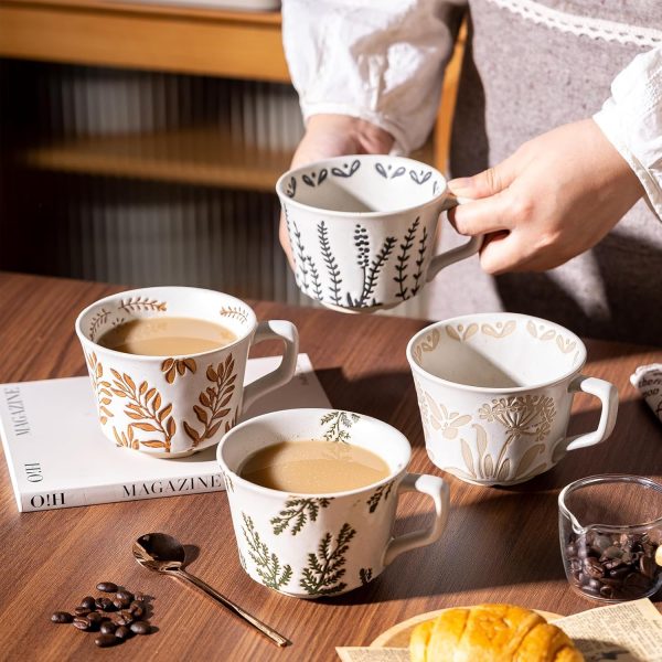 This 11-ounce ceramic mug set is a unique and luxurious four-piece set, complete with a premium spoon. It's suitable for coffee, milk, latte, cappuccino, and tea, perfect for office and home use. Dishwasher safe, it's an ideal birthday gift, and it's also microwave and freezer safe.
