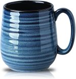 20oz ceramic coffee mug, unisex, large capacity, suitable for lattes, coffee, tea, and soup; ideal for office and home use; dishwasher and microwave safe; 1-pack (blue).