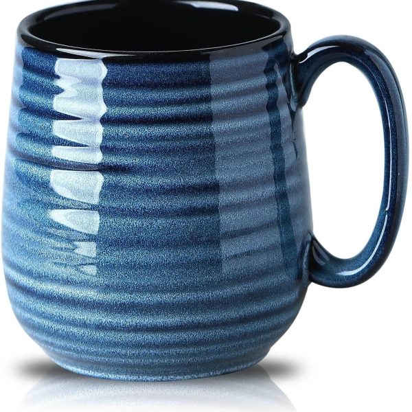 20oz ceramic coffee mug, unisex, large capacity, suitable for lattes, coffee, tea, and soup; ideal for office and home use; dishwasher and microwave safe; 1-pack (blue).