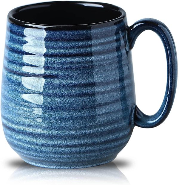 20oz ceramic coffee mug, unisex, large capacity, suitable for lattes, coffee, tea, and soup; ideal for office and home use; dishwasher and microwave safe; 1-pack (blue).