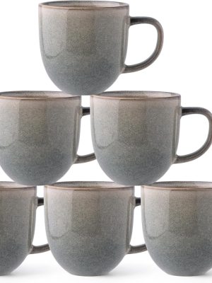 Glazed Ceramic Drinking Cup (6 pieces), with Handle