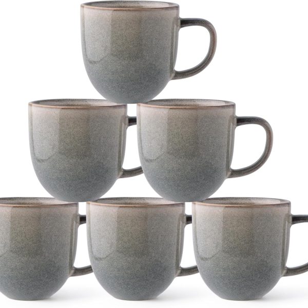 Glazed Ceramic Drinking Cup (6 pieces), with Handle