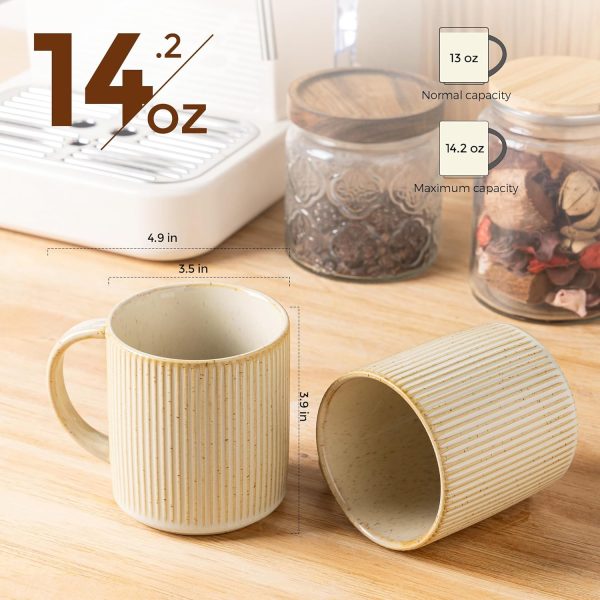 Coffee cup set (6 pieces), 14.2 oz handmade ceramic coffee cups with handles, suitable for lattes, tea, milk, beer, hot cocoa, cappuccino and other beverages.