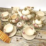 15 Pieces British Porcelain Tea Set, Floral Vintage China Coffee Set, Wedding Tea Service for Adult, Big Tea Cup