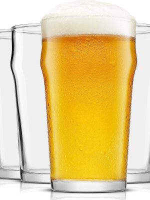 19oz Beer Pint Glasses Set of 4. Large Beer Pint Glass Capacity in a Traditional Pub Drinking Glasses Design. Oversized Beer Glasses Set for Guinness, Stout, and Big Craft Beer Glasses